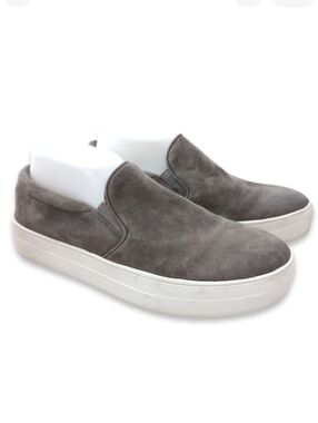 Steve Madden Gills Leather Slip-on Sneakers 9.5 Gray Casual Loafer Style Sneaker